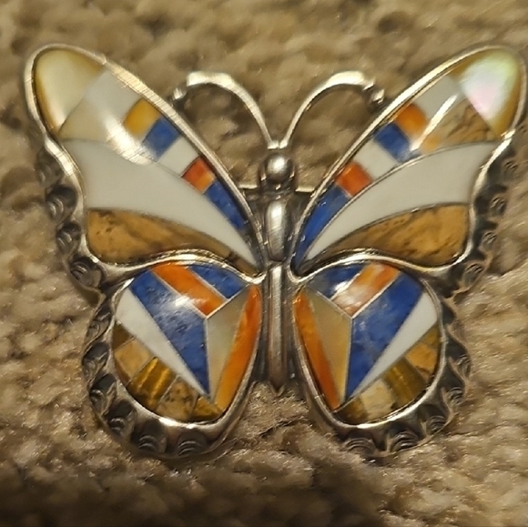 New Carolyn Pollack Signed Colorful Butterfly Brooch - Picture 5 of 5